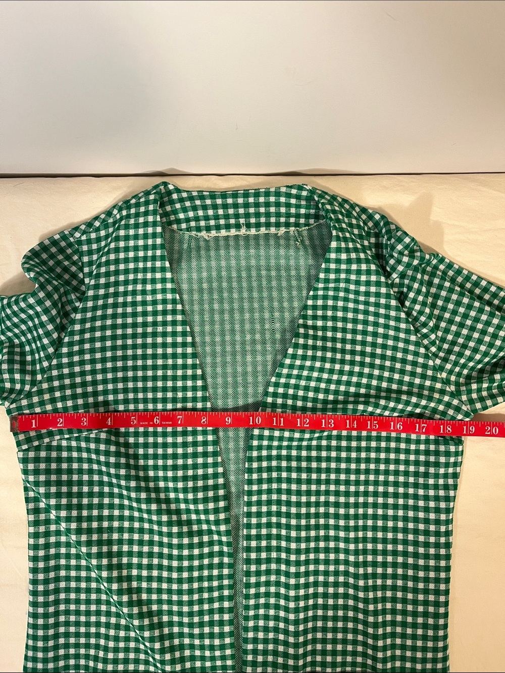 RARE Vintage Green Gingham Belted Tie Waist Blazer Handmade Small - Picture 10 of 11